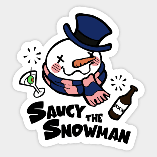 Saucy The Snowman - Frosty Humor - White Outlined, Color Version 4 Sticker